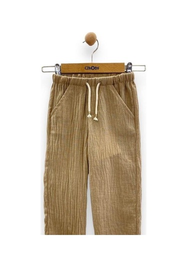 Çikoby Erkek Çocuk Keten Pantolon-14561 Bej