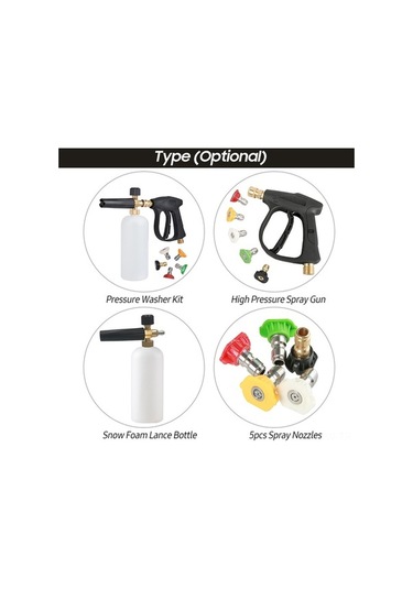 Novahub Yüksek Basınçlı Araç Yıkama Seti: Köpük Tabancası, 5 Nozul, Abs+metal, Hızlı Bağlantı