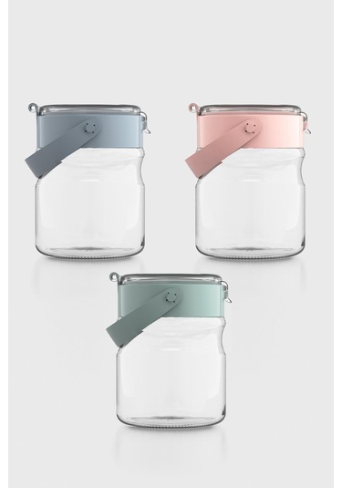 Renga Mono 900 Ml 3'lü Cam Kavanoz Seti 131064 Renkli Renkli