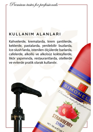 Kahve Ve Kokteyl Şurubu Çilek Aromalı 700 Ml Pompa Hediyeli