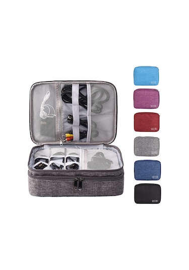 5 İnç Çok Fonksiyonlu Elektronik Dijital Kulaklık Güç Kablosu Saklama Çantası Yeşil Siya