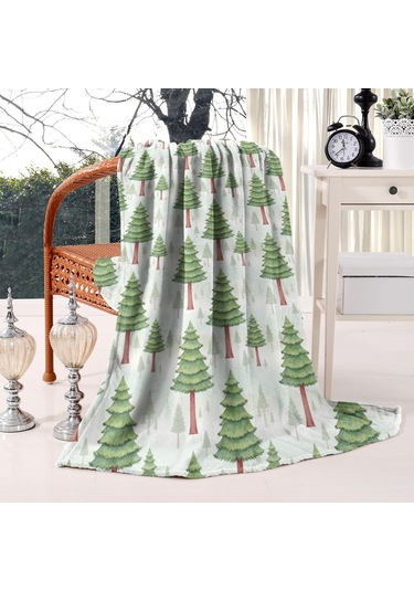 Noel Desenli 40x50 İnç Polar Battaniye, Yumuşak, Hafif Ve Kalın, Erkek, Kadın Ve Çocuk İçin Noel Çam Ağacı