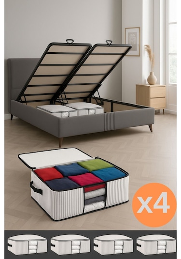 Baza Altı Uyumlu 4 Adet Lüks Pencereli Dolap Hurcu 64x45x22 Cm Beyaz Beyaz