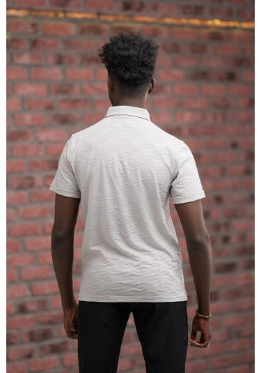 Advante Regular Fit Likralı Kendinden Desenli Polo Yaka T-shirt Vizon