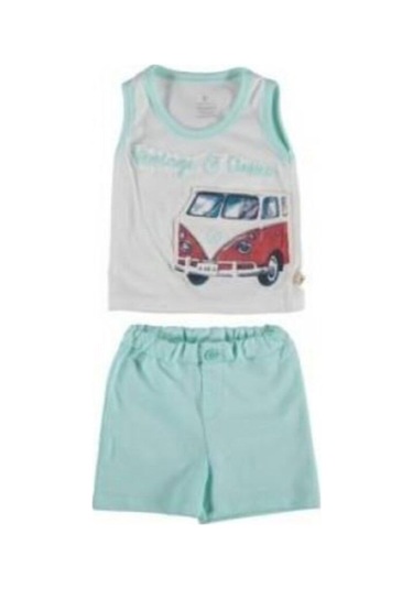 Yeşil Araç Baskılı Vintage Ikili Takım 59437 Yeşil