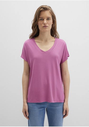 Mavi - V Yaka Pembe Basic Tişört 167714-70955 Pembe