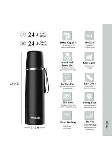 Çift Duvarlı Vakumlu Termos 500ml