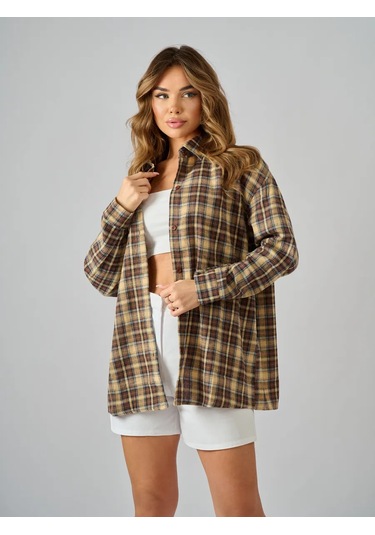 Enamour Oversize Pamuklu Kareli Gömlek 439486830