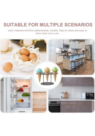 Cbtx Yx035 Akrilik Dondurma Külahı Rafı Dondurma Standı Siyah