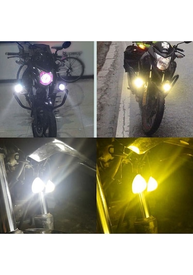 Beyaz / Sarı Renkli Universal Motosiklet Sis Farı Mini Spot Lens Led Far Uyumlu 1 Adet