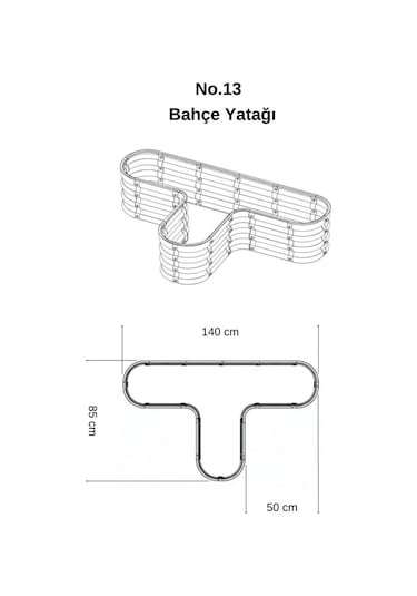 Modüler Yükseltilmiş Bahçe Sebze Yatağı No:13 140x85 Gri