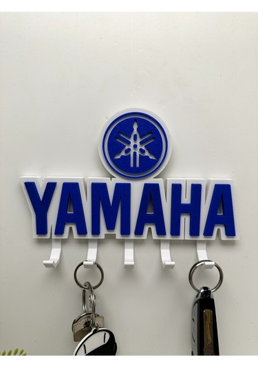 3d Baskı Dekoratif Yamaha Model Motorcu Anahtar Askılığı Beyaz - Mavi