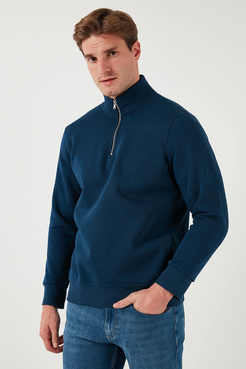 Buratti Pamuklu Regular Fit Dik Yaka 2'Li Paket Erkek Sweat 59052592S2 Indigo-Koyu Gri