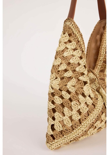 Defacto E1465axnsbg217 Kadın Hasır Omuz Çantası - Bej