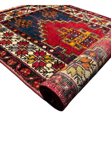 El Dokuma Vintage Eskitme Ortaköy Halısı 95x180 Patchwork Halı