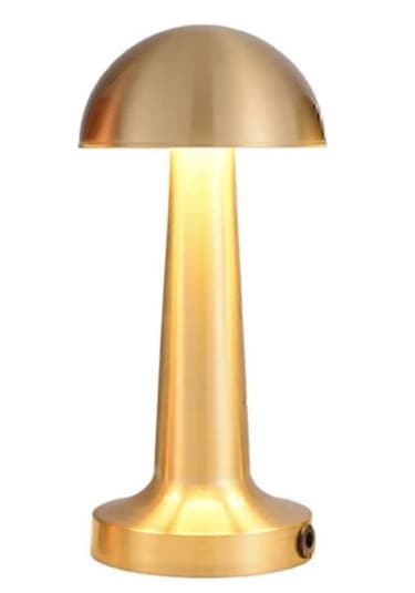 Mantar Model Retro Altın Masa Lambası Şarjlı Dekoratif Altın