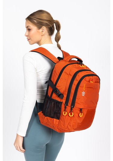 Fermuarlı Geniş Bölmeli Spor & Okul Sırt Çantası Hafif, Ergonomik Ve Dayanıklı Tasarım - Turuncu Turuncu