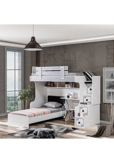 Setaymobilya Çizgi Ranza Karyola Çalışma Masası