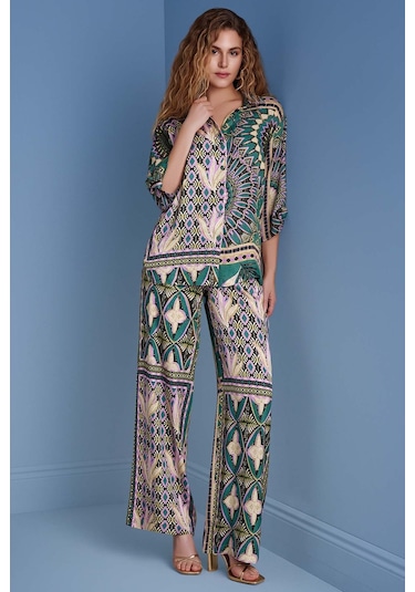 Gömlek Yaka Çok Renkli Desenli Gömlek Çok Renkli