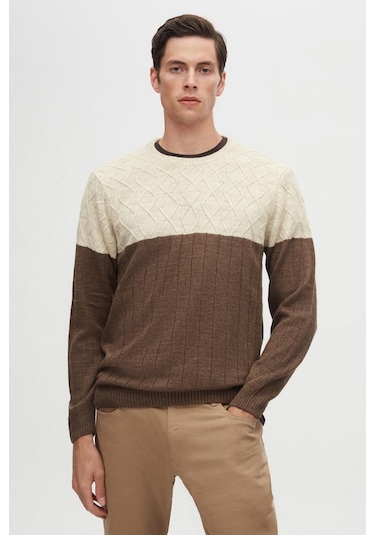 Ds Damat Regular Fit Kahverengi Baklava Tüylenme Yapmayan Bisiklet Yaka Triko Kazak 3hc062ortbkzk Kahverengi