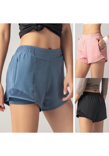 Reedark Kadın Spor Şortu: Hızlı Kuruma, Yüksek Bel, Fermuarlı Cep, Rahat Ve Esnek Tasarım Mavi