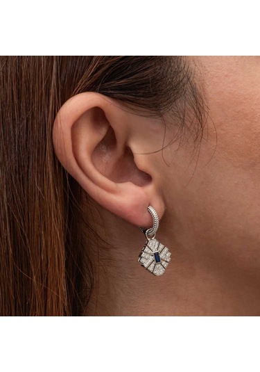 Gümüş Zirkon Taşlı Kadın Küpe 14 MM-Gümüş