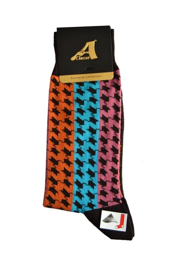 A Classe 3 Renkli Kazayağı Desenli Erkek Çorap Kahverengi