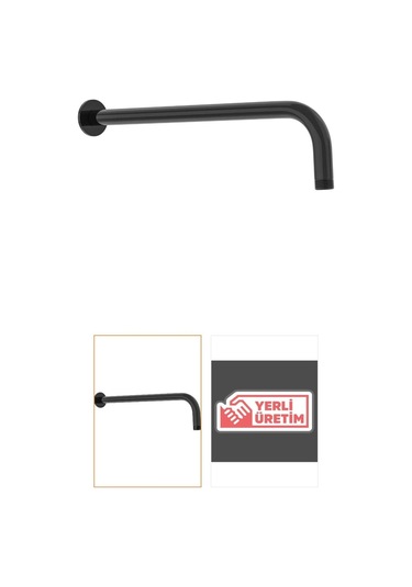 Rudi Armatür Yuvarlak Ankaastre Duvardan Siyah Tepe Duş Borusu Siyah