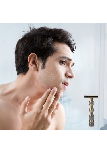 Gajeena Klasik Tasarım Metal Tıraş Bıçağı - Antik Bakır Renkli, Kaymaz Tutuş, Sade Ve Kontrollü Tıraş Deneyimi