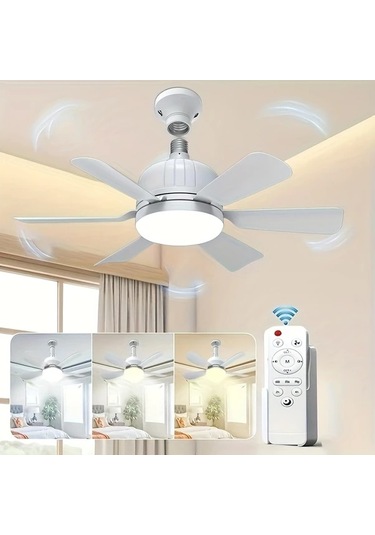 Motion003 Uzaktan Kumandalı 40w Beyaz Akıllı Tavan Vantilatörü Işığı Beyaz Altı Bıçaklı Fan Işık 3 Hız Ayarlı E27 Tabanlı 3000k 6500k