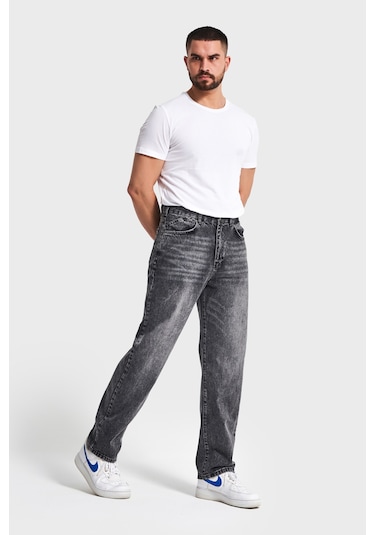 Itsbasic Erkek Füme Renk 4w5-14 Loose Fit %100 Koton Denim Jean
