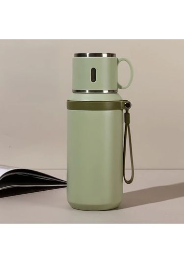 Boatshop1 600ml Paslanmaz Çelik İzole Çay Demleme Şişesi Yeşil Sızdırmaz Bulaşık Makinesi Uygun Outdoor Aktiviteler İçin Kapağı Ve Askı Dahil Yeşil