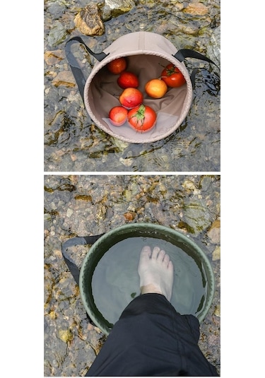 Pazly Yeşil Taşınabilir Piknik Litre Kovası Katlanır Kapasiteli Kamp Hava Depolama Çok Büyük Amaçlı Açık 10 Bu Yeşil