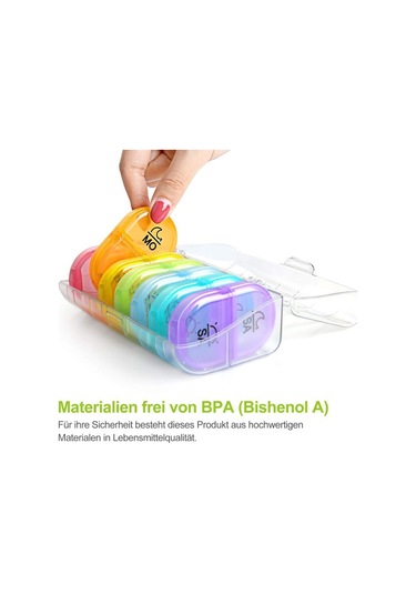 Sones Hafta 14 Izgaralar Gökkuşağı Taşınabilir Plastik Bölmeli İlaç Kutusu Gösterildiği Gibi