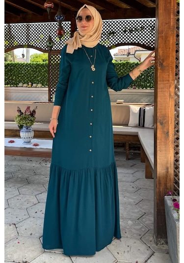 Süreyya Gömlek Elbise Petrol Mavisi Normal
