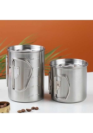 Bloomnest Katlanabilir Kulplu Kapaklı Kamp Kupası, Dağ Yürüyüşü Paslanmaz Çelik Çok Renkli Çok Renkli Çok Renkli