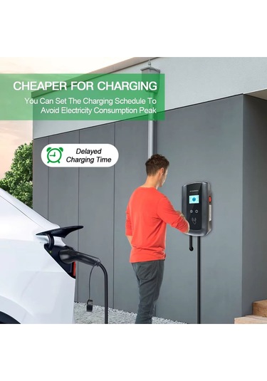 Ev Charger Mode 3 Duvar Tipi 3 Fazlı 32a 22 Kw Elektrikli Araç Şarj İstasyonu 5 Metre Kablo