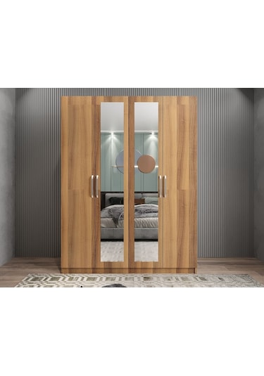 Bevel 4 Kapaklı Gizli Çekmeceli Gardırop Cv 180 Cm - Montaj Dahil