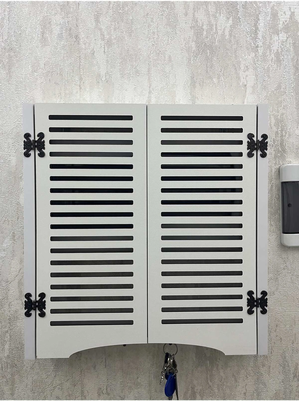 Elektrik Pano Düzenleyici Duvar Düzenleyici Ahşap Dekoratif Beyaz Kutu Anahtarlık Düz Çizgi 41 X 41