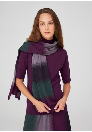 Peraluna Balıkçı Yaka Kısa Kollu İnce Basic Kadın Triko Bluz Mor