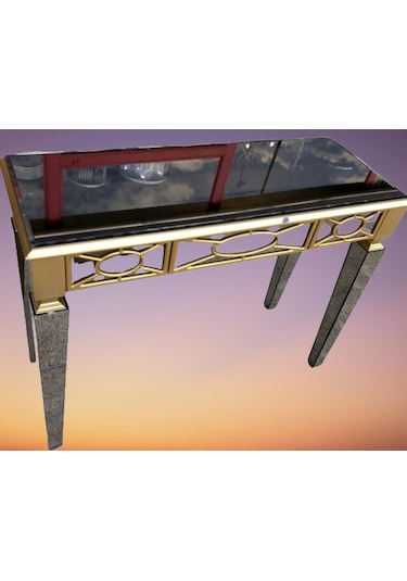 Dresuar Motifli Ayna Kaplamalı Model Parlak Gold Renk Kayın Torn (382320600) Altın