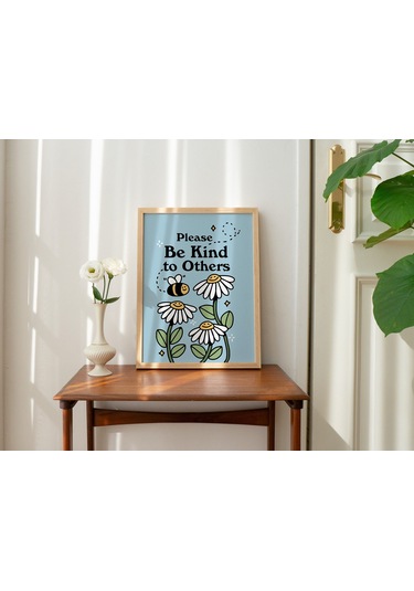 Arı Çiçek Duvarı, Nazik Olun, Retro Çiçek Duvar Dekoru, Çiçek Sanatı