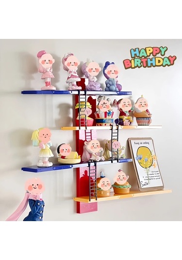 Hightower Ldq 4 Katmanlı Duvara Monte Raf Çok Renkli Aksesuar Ve Figür Sergileme Ünitesi Çok Renkli