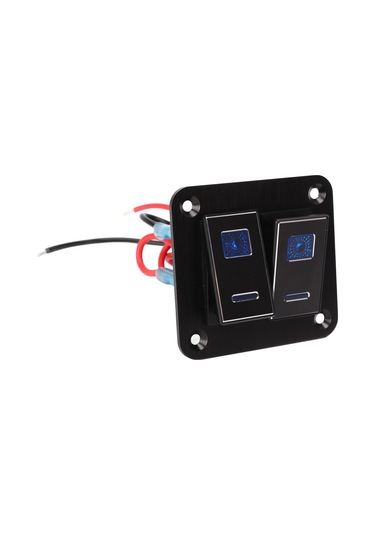 Youtek Araç, Karavan, Tekne Kontrol Paneli - 2 Açma Su Geçirmez Metal Levha - Alüminyum, Mavi Arka Işık, On-off Anahtar