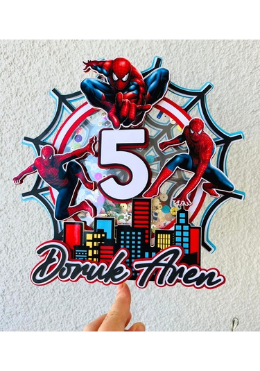 Örümcek Adam Temalı İsme Özel Erkek Çocuk Doğum Günü Pasta Süsü