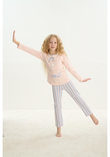 Sevim Kız Çocuk Uzun Kol Pembe Pijama Takım C4t0n7o8 001