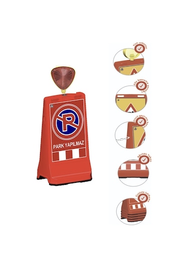 Flaşör Lambalı Park Yapılmaz Baskılı Çift Yön Ultra Levhalı Reklam Dubası Kırmızı Renk 7.5 Kg