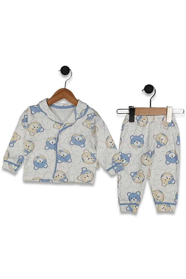Dolaş Kids Renkli Ayıcık Baskılı Pjama Takımı Açık Mavi