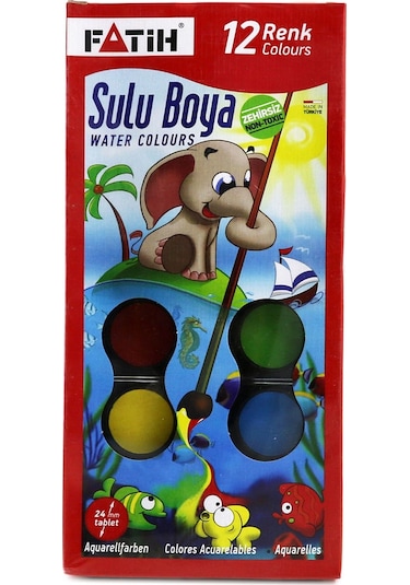 Fatih S-12 Büyük Boy Sulu Boya 12 Renk