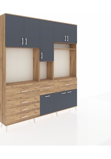 Arges Dolap 10 Raflı 6 Çekmeceli 8 Kapaklı 220x30x243 Çam-antrasit/çam Antrasıt/atlas Çam Arges Dolap 10 Raflı 6 Çekmeceli 8 Kapaklı 220x30x243 Çam-antrasit/çam Antrasıt/atlas Çam